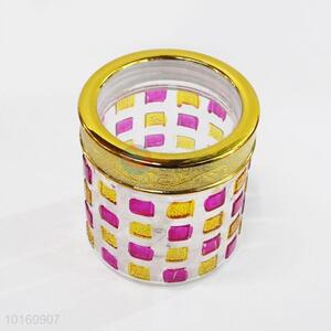 Wholesale Cheap Glass Storage Bottle with Grids Pattern