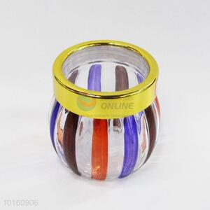 Fashion Style Glass Storage Bottle with Colorful Stripes