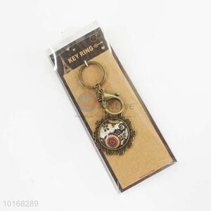 Wholesale Flower Pattern Round Pendant Zinc Alloy Keyring/Key Chain