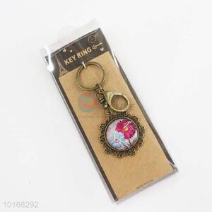 Sunflower Pattern Round Pendant Zinc Alloy Keyring/Key Chain