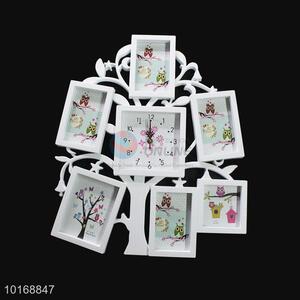 Personalized Fashion Plastic Tree Shaped Combined Photo Frame with Clock