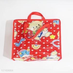 Lovely Cartoon Animal Printed Red Reusable Non-woven Shopping Tote Bag