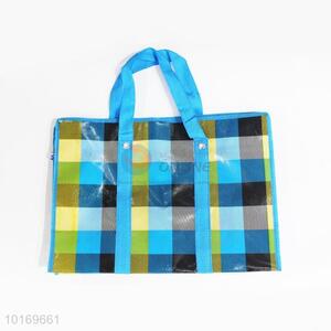 Top Selling Gridding Blue Reusable Non-woven Shopping Tote Bag