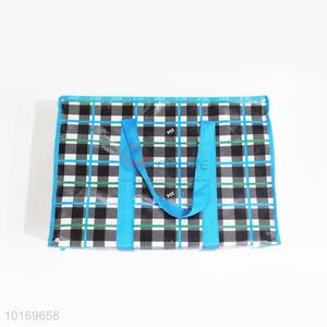 Good Quality Gridding Blue Reusable Non-woven Shopping Tote Bag