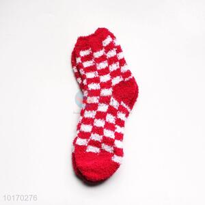 Hot Sale Plaid Polyester Socks for Keeping Warm