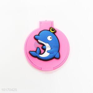 Endearing Dolphin Pattern Mini Round Plastic Single-sided Cosmetic Mirror