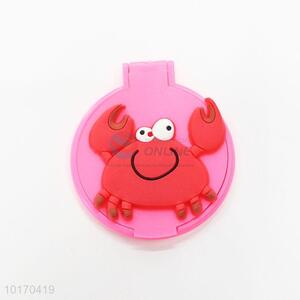 Red Cartoon Crab Pattern Mini Round Plastic Single-sided Cosmetic Mirror