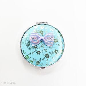 Wholesale Blue Mini Round Cosmetic Mirror with Bowknot