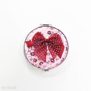 Good Quality Red Mini Round Cosmetic Mirror with Bowknot