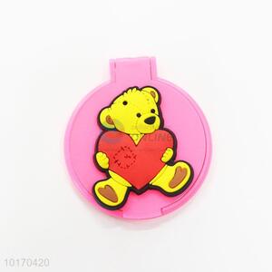 Cute Bear Pattern Mini Round Plastic Single-sided Cosmetic Mirror