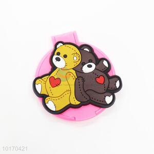 Two Bears Pattern Mini Round Plastic Single-sided Cosmetic Mirror