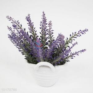 Decorative White Ceramic Potted Artificial Flower Plant