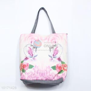 Pink rose pattern shopping bag/tote bag/multifunctional bag