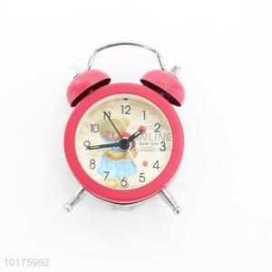 Cartoon bear analog metal table bell alarm clock for kids