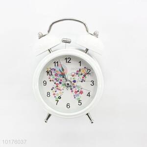 Two bell ring white metal alarm clock