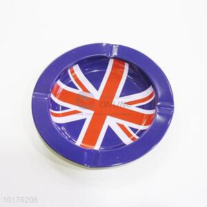 British flag printed metal ashtray plate