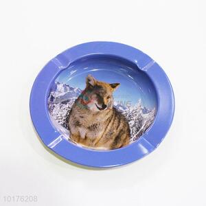 Arctic fox printed metal ashtray plate