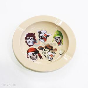 Cool skull printed metal ashtray plate