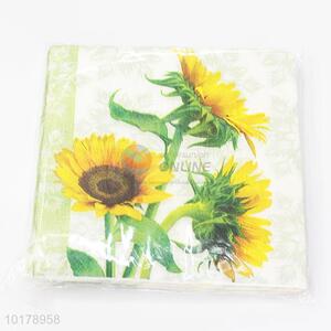 Bottom price sunflower printed wood pulp paper napkin