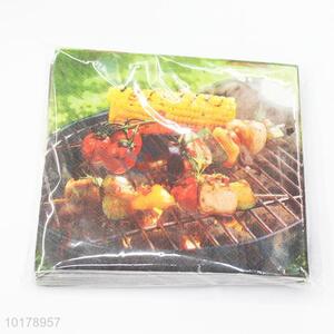 Factory supply barbecue printed wood pulp paper napkin