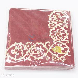 Hot selling vintage pattern printed wood pulp paper napkin