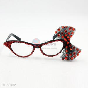 Delicate red eye glasses with net bowknot