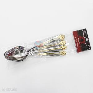 6 Pieces/ Bag Exquisite Design Stainless Steel Single Handle Spoons