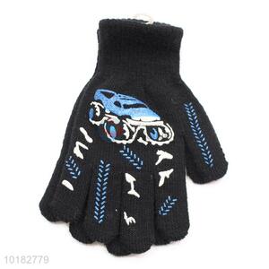 Hot sale car pattern black knitted gloves