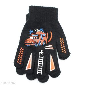 Black knitted acrylic boy gloves