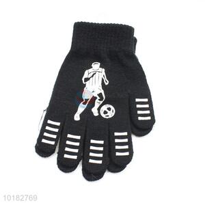 High quality black knitted boy gloves