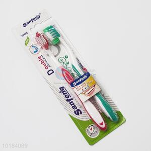 Family Couple Adult Toothbrush with Rubber Handle 2Pcs/Set