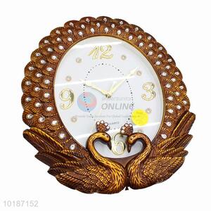 Factory Price Exquisite Bronze Peacock Decoration Wall Clock