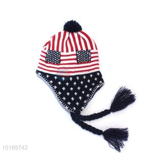 Custom Winter Plush Hat With Rope For Children