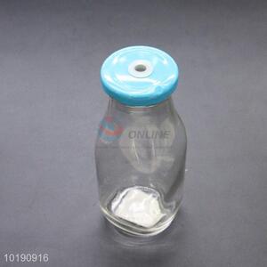 Professional Glass Bottle with Blue Lid for Sale