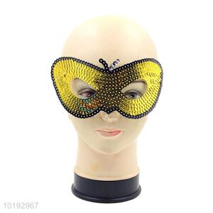 Yellow Sequin Butterfly Design Masquerade Mask