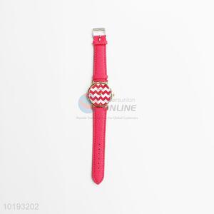 Good quality striped pattern pu leather watch