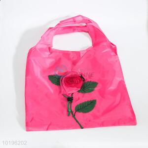 3D Flower Pattern Rose Red Color Polyester Shopping Bag