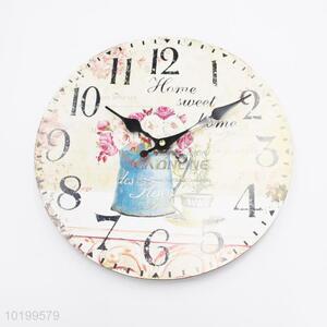 Fancy design large wooden quartz wall clock