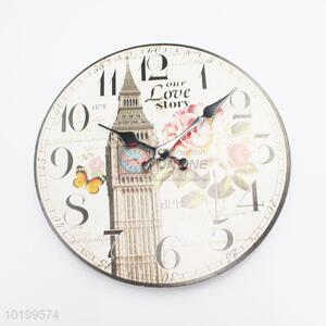 Promotioal cheap large wooden quartz wall clock