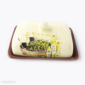 Cheapest Ceramic Printing Cake Storage Container/Plate With Cover