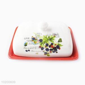 Latest Design Ceramic Printing Cake Storage Container/Plate With Cover