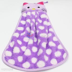 Cute design cat purple dot microfiber hand towel