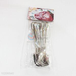 6 Pieces/ Bag New Fashion High Sales Stainless Steel Handled Meal Spoons