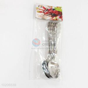 6 Pieces/ Bag Simple Style Cheap Stainless Steel Single Handle Spoons