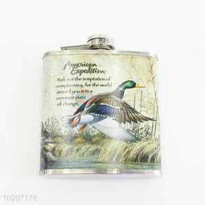 Bird Pattern Stainless Steel Plastic Mini Camping Flagon