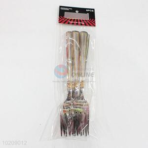 6 Pieces/Set Pretty Cute Stainless Iron Handle Fork Western Fork