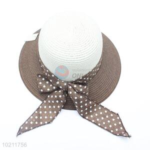 Straw floppy hat with bowknot decoration for lady