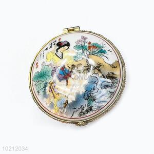 Round Shaped Ceramic Footed Jewelry Box with Low Price
