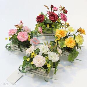 Promotional new style 4pcs red/yellow/white/pink flower bonsai