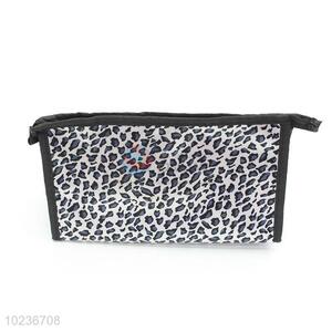 Fashion Women Satin Fabric Leopard Pattern Travel Cosmetic Bag